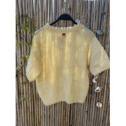 Coffee Beanies - Ida Short sleeved  Fluffy Alpaca - Butter Yellow