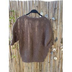 Coffee Beanies - Ida Short sleeved  Fluffy Alpaca - Coffee Brown