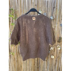 Coffee Beanies - Ida Short sleeved  Fluffy Alpaca - Coffee Brown