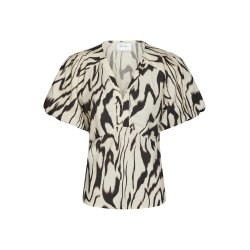 Neo Noir - Bluse - Irina Graphic Zag Blouse - Off White 