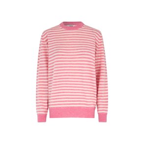 Mads Nrgaard - Sweater - Eco Wool Stripe Kasey - Begonia Pink/Winter White
