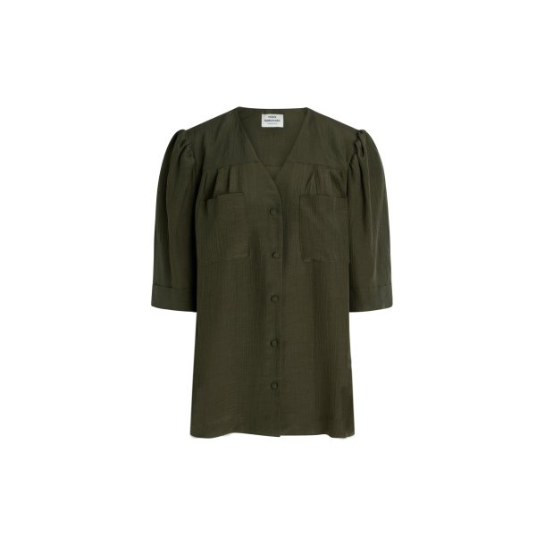 Mads Nrgaard - Skjorte Crepe Lika Shirt - Forest Night
