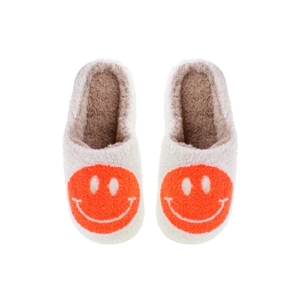 By Str - Smiley Slippers - Hvid/ Orange
