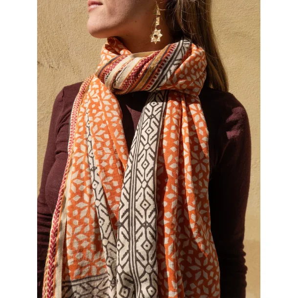 Craft Sisters - T�rkl�de Bagru scarf 119 - Rust