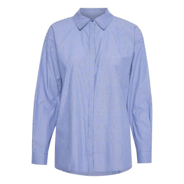 My Essential Wardrobe - The Shirt - Medium Blue Striped