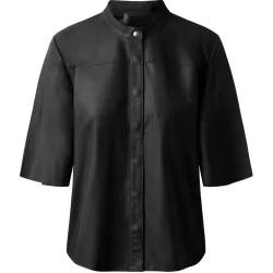 Depeche - Skindskjorte - 50466 Sort skind