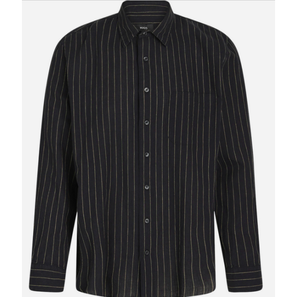 Mads Nrgaard - Skjorte Malte Heavy Flannel Stripe - Deep Well/Cub