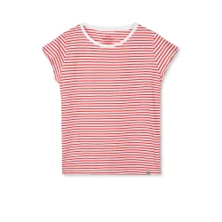Mads Nrgaard - T-shirt Fine Jersey Stripe Teasy Tee - Fiery Red/Brilliant White