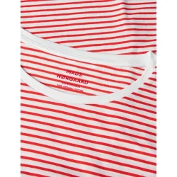 Mads Nrgaard - T-shirt Fine Jersey Stripe Teasy Tee - Fiery Red/Brilliant White