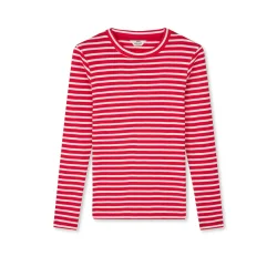 Mads Nrgaard - Bluse 2x2 Cotton Stripe Tuba Tee - Red/White