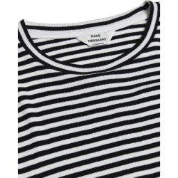 Mads Nrgaard - Bluse 2x2 Cotton Stripe  Tuba Top - BlackWhite