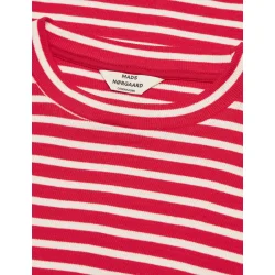 Mads Nrgaard - Bluse 2x2 Cotton Stripe Tuba Tee - Red/White
