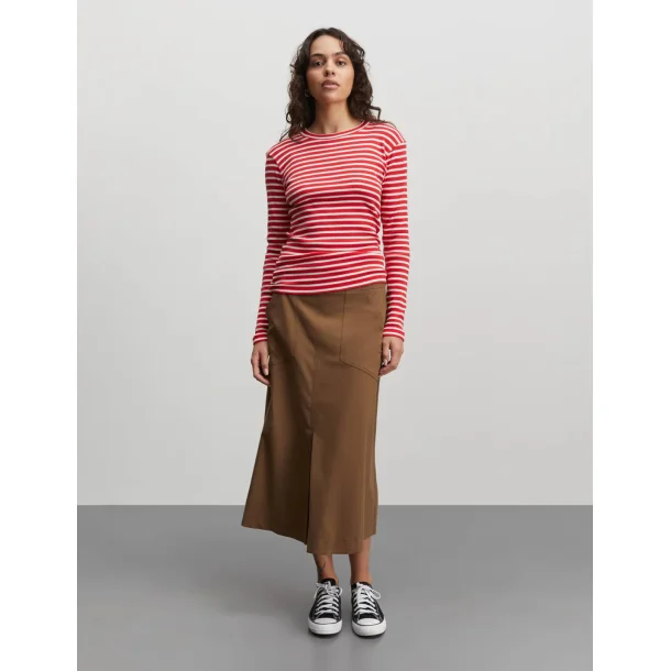 Mads Nrgaard - Bluse 2x2 Cotton Stripe Tuba Tee - Red/White