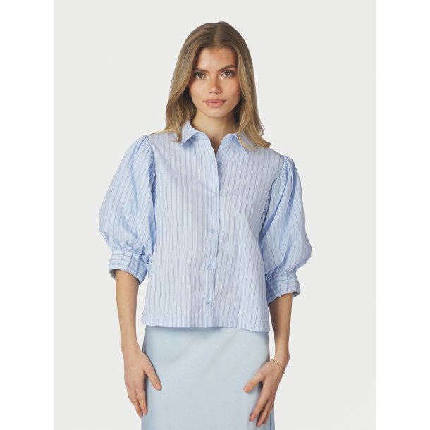 Neo Noir -  Skjortebluse - Etta Stripe Stone - Light Blue