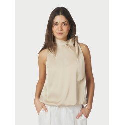 Neo Noir - Veda Drapy Satin Top - Dark sand