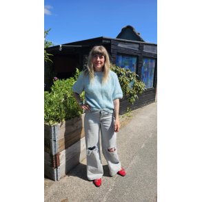 Coffee Beanies - Ida Short sleeved  Fluffy Alpaca - Aqua