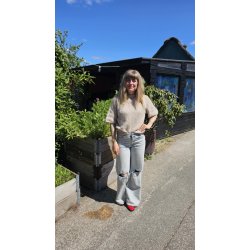 Coffee Beanies - Ida Short sleeved  Fluffy Alpaca - Sandy