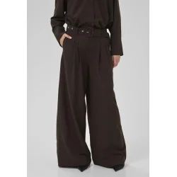  My Essential Wardrobe - Bukser - Vitta High Wide Pant - Espresso W. Stripe
