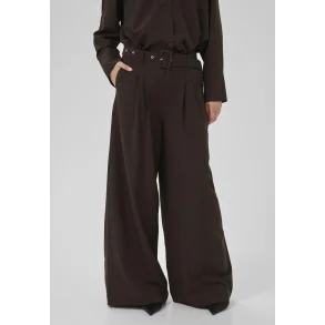  My Essential Wardrobe - Bukser - Vitta High Wide Pant - Espresso W. Stripe