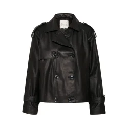 My Essential Wardrobe - Gitta Leather Trenchcoat - Black