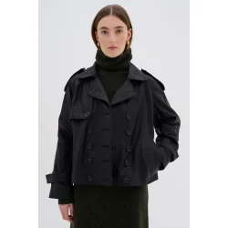 My Essential Wardrobe - Gitta Leather Trenchcoat - Black
