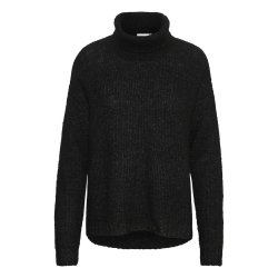 My Essential Wardrobe - The Knit Rollneck - Black Melange