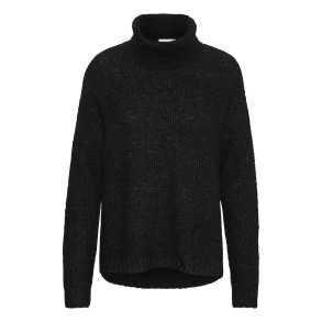 My Essential Wardrobe - The Knit Rollneck - Black Melange