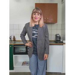 My Essential Wardrobe - Tito Blazer - Grey W. White Stripes