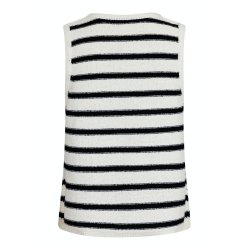 Neo Noir - Top - Chira Boucle Knit Stripe Top - Black Striped