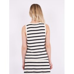 Neo Noir - Top - Chira Boucle Knit Stripe Top - Black Striped
