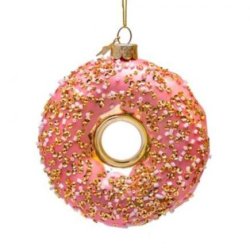Vondels - Julekugle Donut Gold/Pink H11cm