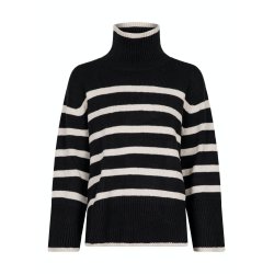 Neo Noir - Bluse Fanning Stripe Knit Blouse - Black