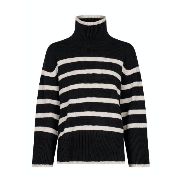 Neo Noir - Bluse Fanning Stripe Knit Blouse - Black