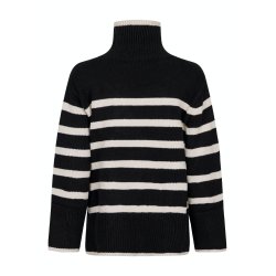 Neo Noir - Bluse Fanning Stripe Knit Blouse - Black