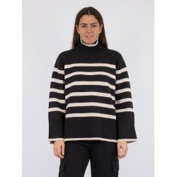 Neo Noir - Bluse Fanning Stripe Knit Blouse - Black