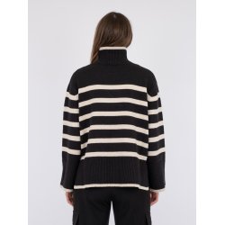 Neo Noir - Bluse Fanning Stripe Knit Blouse - Black