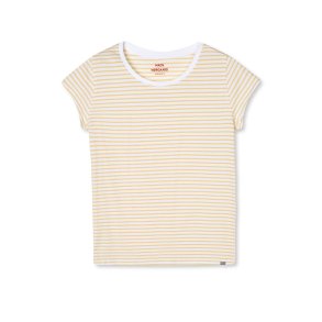 Mads Nrgaard - T-shirt Fine Jersey Stripe Teasy Tee - Brilliant White/Straw