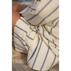 Moshi Moshi Mind - Wake Shorts Stripe - Ecru Blue Moonless