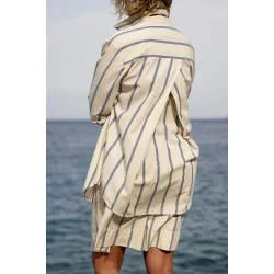 Moshi Moshi Mind - Wake Shorts Stripe - Ecru Blue Moonless