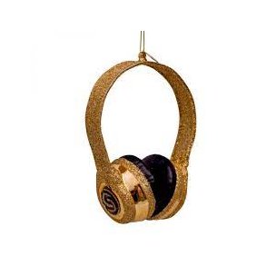 Vondels - Julekugle  Headset - Gold Glitter H12cm