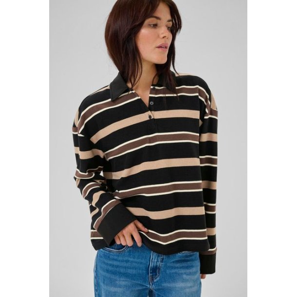 My Essential Wardrobe - Bluse -Salina Polo Blouse - Black Brown