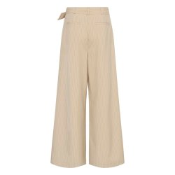 My Essential Wardrobe - Bukser - Vitta High Wide Pant - Brown Rice W. Stripe