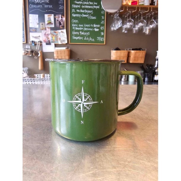 FAN - Emalje krus - Grnt med hvidt FAN Kompas