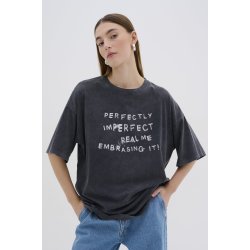 My Essential Wardrobe - Lisa Front Print Tee - Dark Grey Random Wash