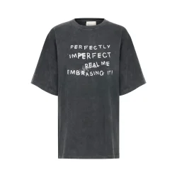 My Essential Wardrobe - Lisa Front Print Tee - Dark Grey Random Wash
