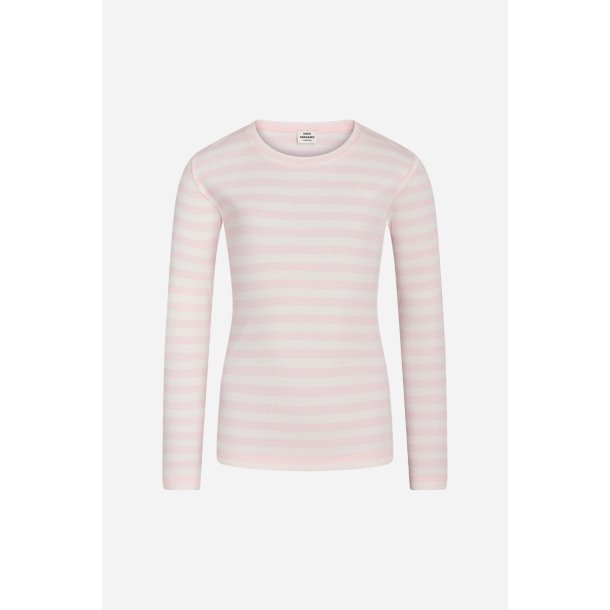 Mads Nrgaard - Bluse 2x2 Cotton Stripe Tuba - Blushing Bride/Cloud Dancer