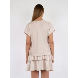 Neo Noir - Top Annabeth Heavy Sateen Tee - Champagne