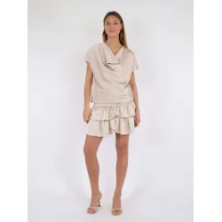 Neo Noir - Top Annabeth Heavy Sateen Tee - Champagne