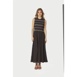 Neo Noir - Atika Deco Smock Dress - Dark Brown
