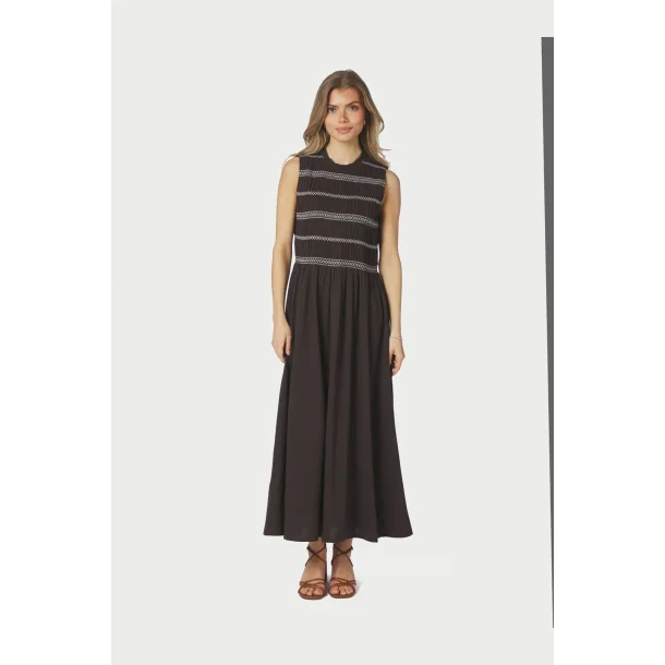 Neo Noir - Atika Deco Smock Dress - Dark Brown